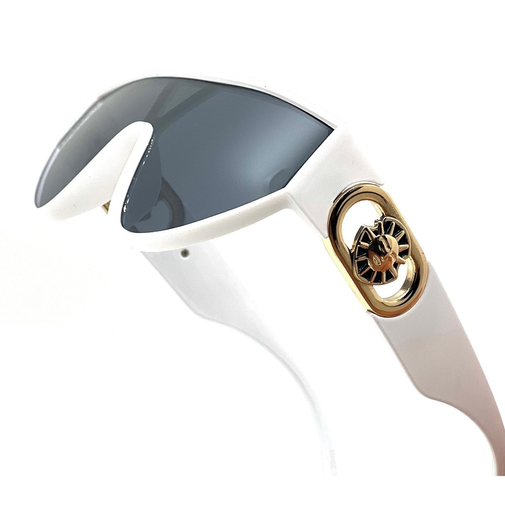 Sunglasses White Frame Dark Black Lens Gold Accent UV400 Protection Lentes Gafas